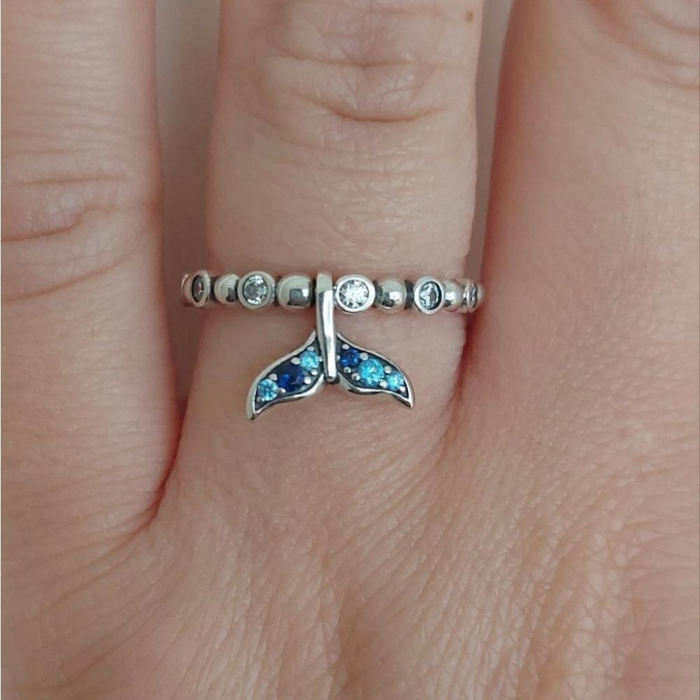 925 Sterling Silver Mermaid Tail Dangle Ring